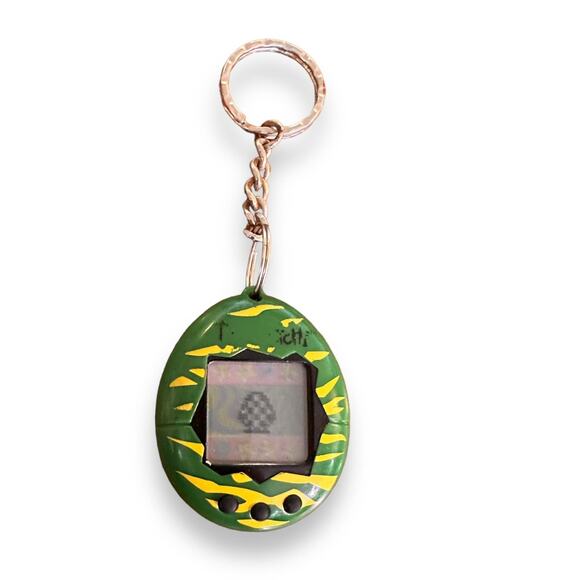 Tamagotchi Gen2 Stripes English Green Yellow 1996 97 Bandai Virtual Pet Digital - Picture 1 of 3